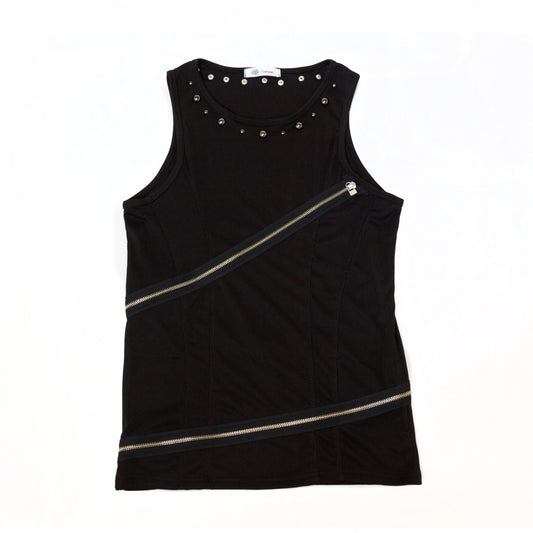 Zip Detail Studded Tank Top