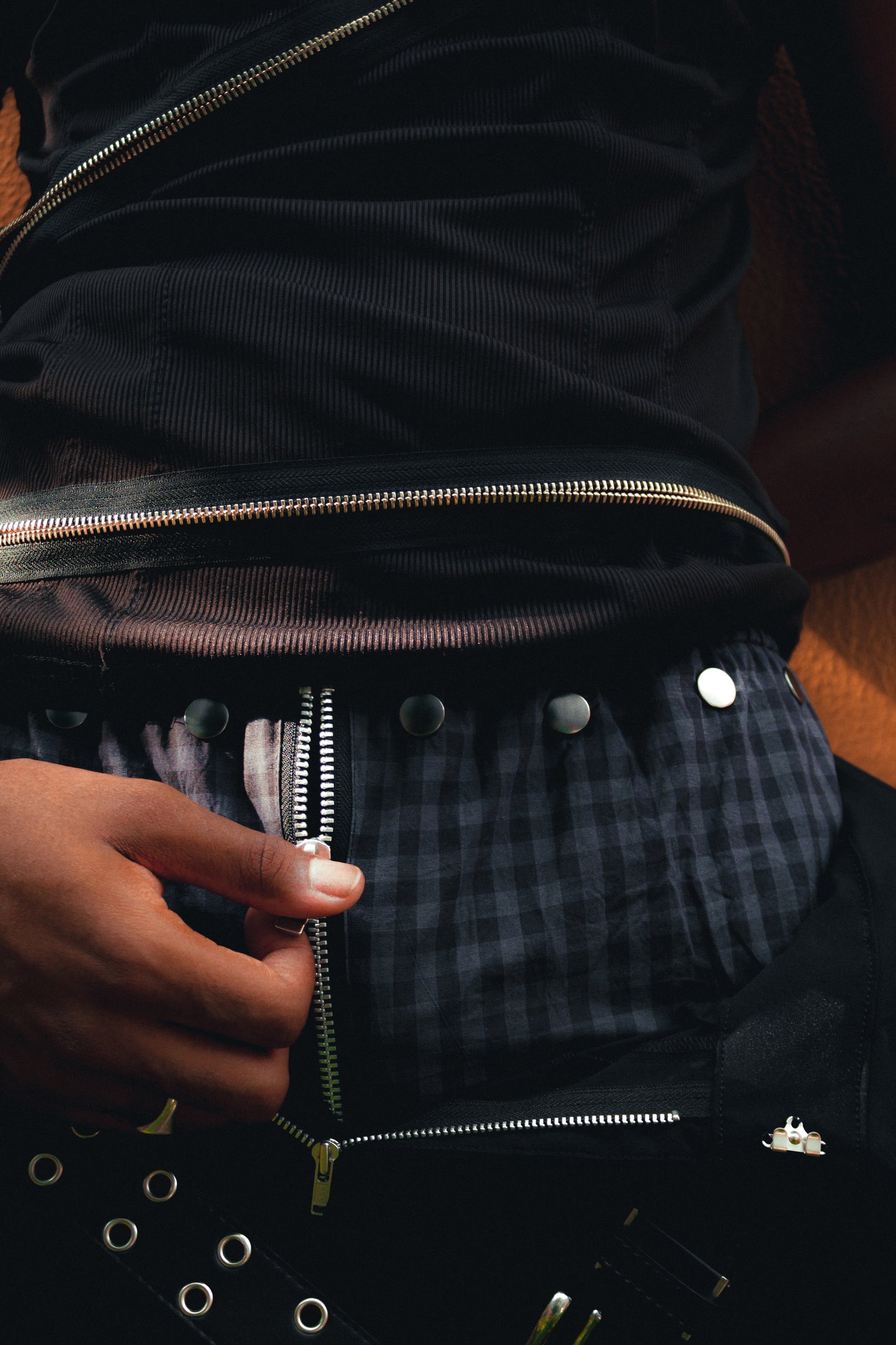 Front Zip Studded Trunks
