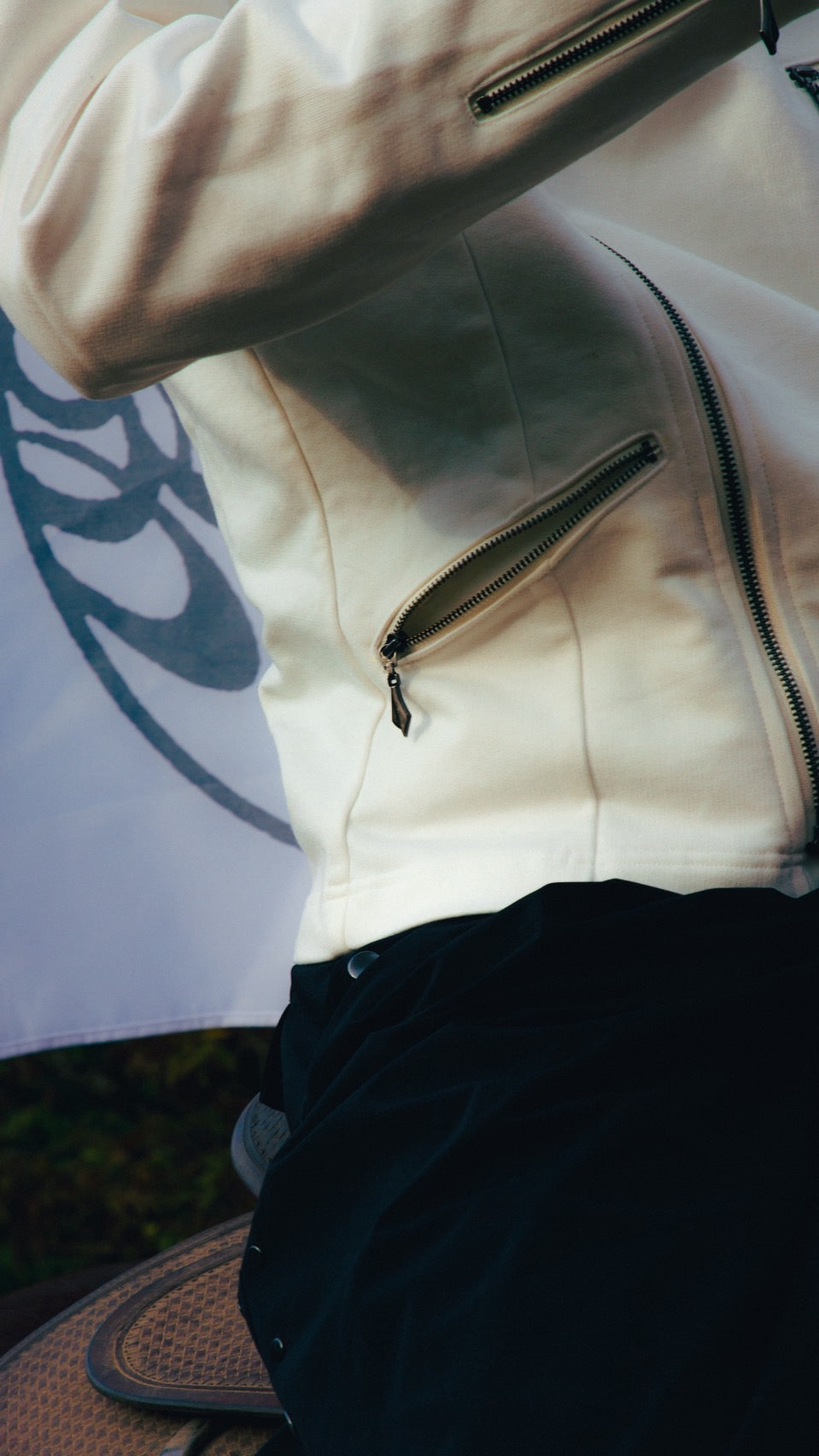 Studded Offset-Zip Hoodie