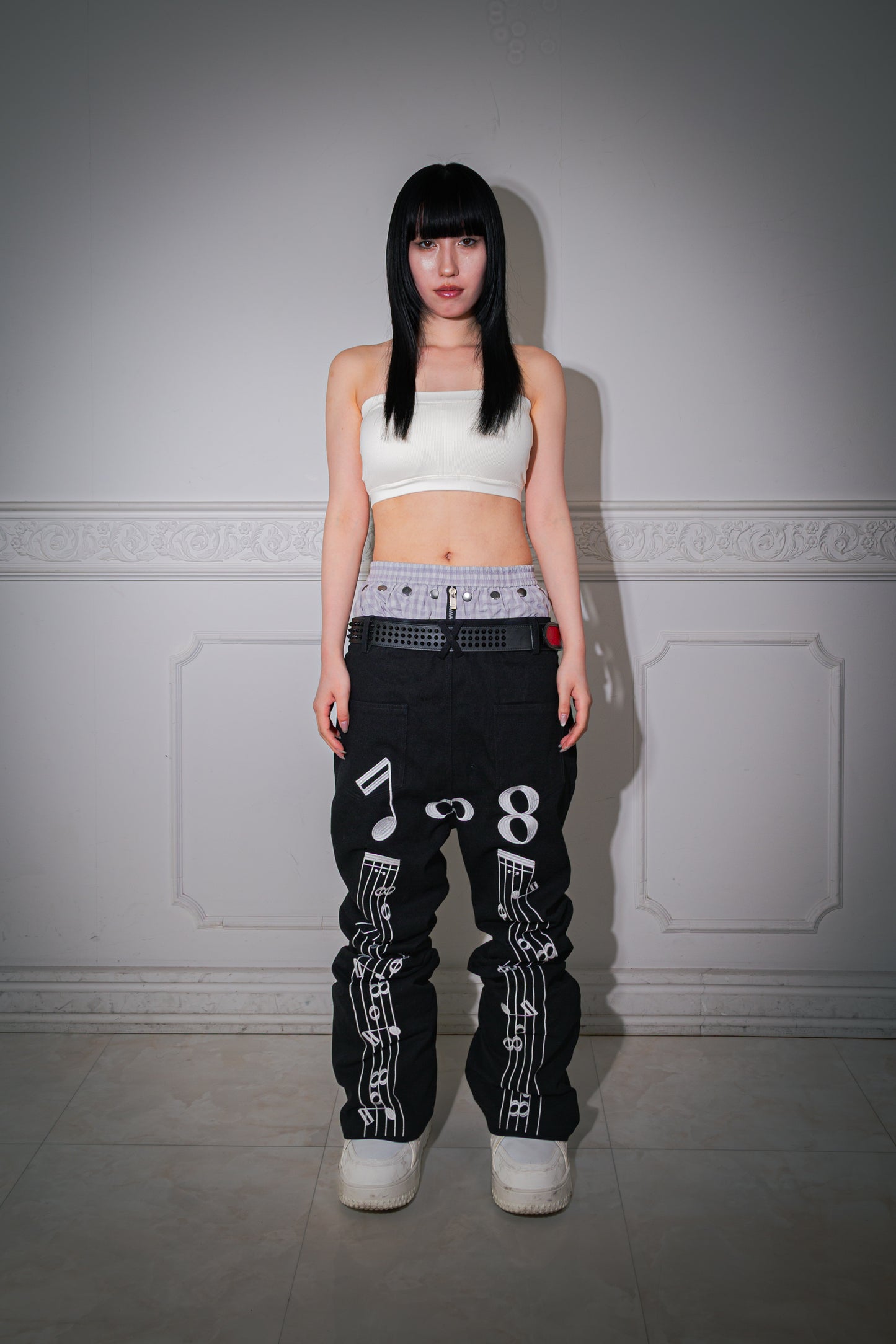 "musica" Back Embroidered Suede-Panelled Bootcut