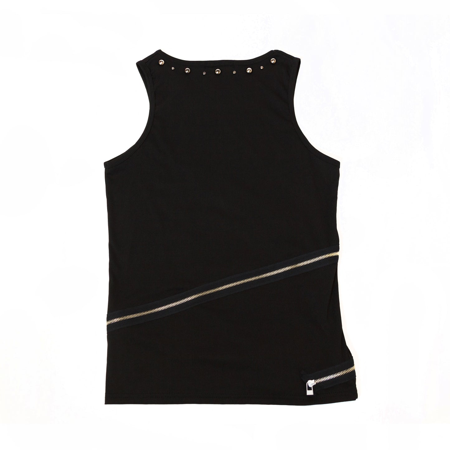 Zip Detail Studded Tank Top