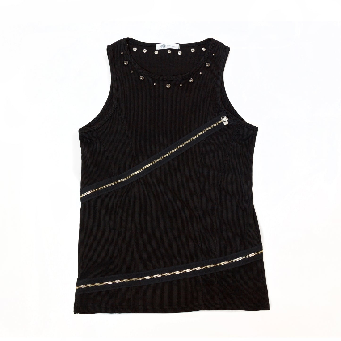 Zip Detail Studded Tank Top