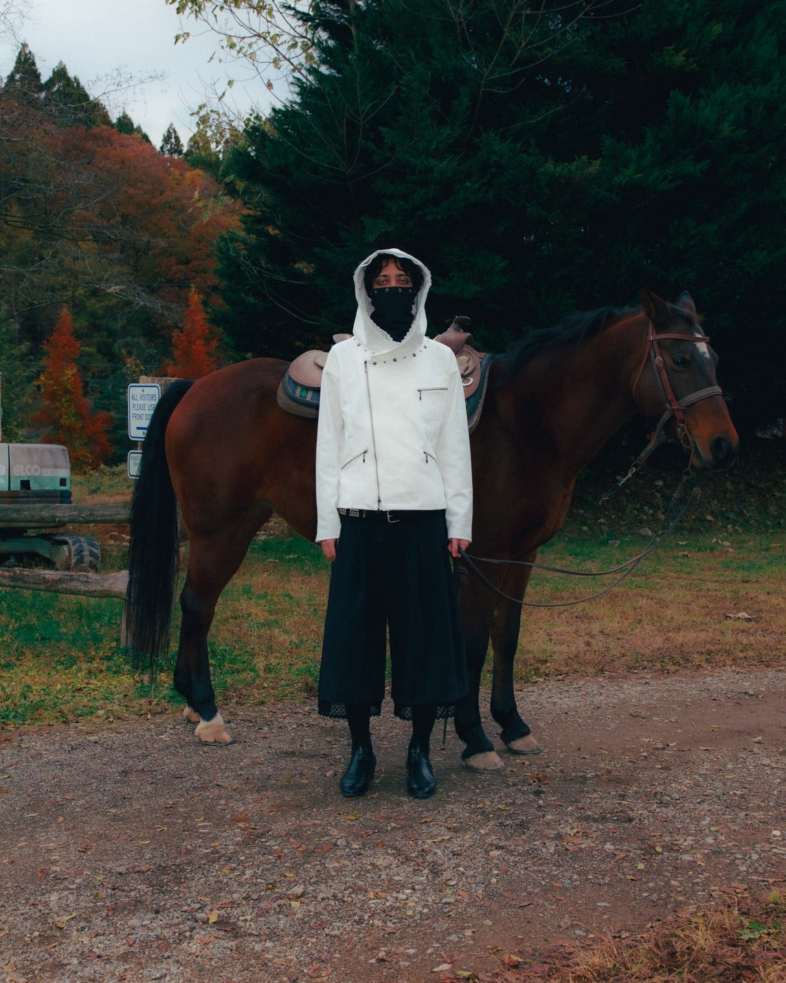 Studded Offset-Zip Hoodie