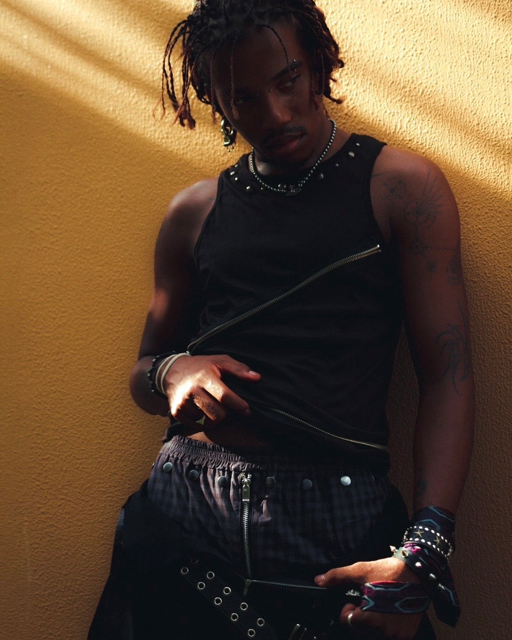 Front Zip Studded Trunks