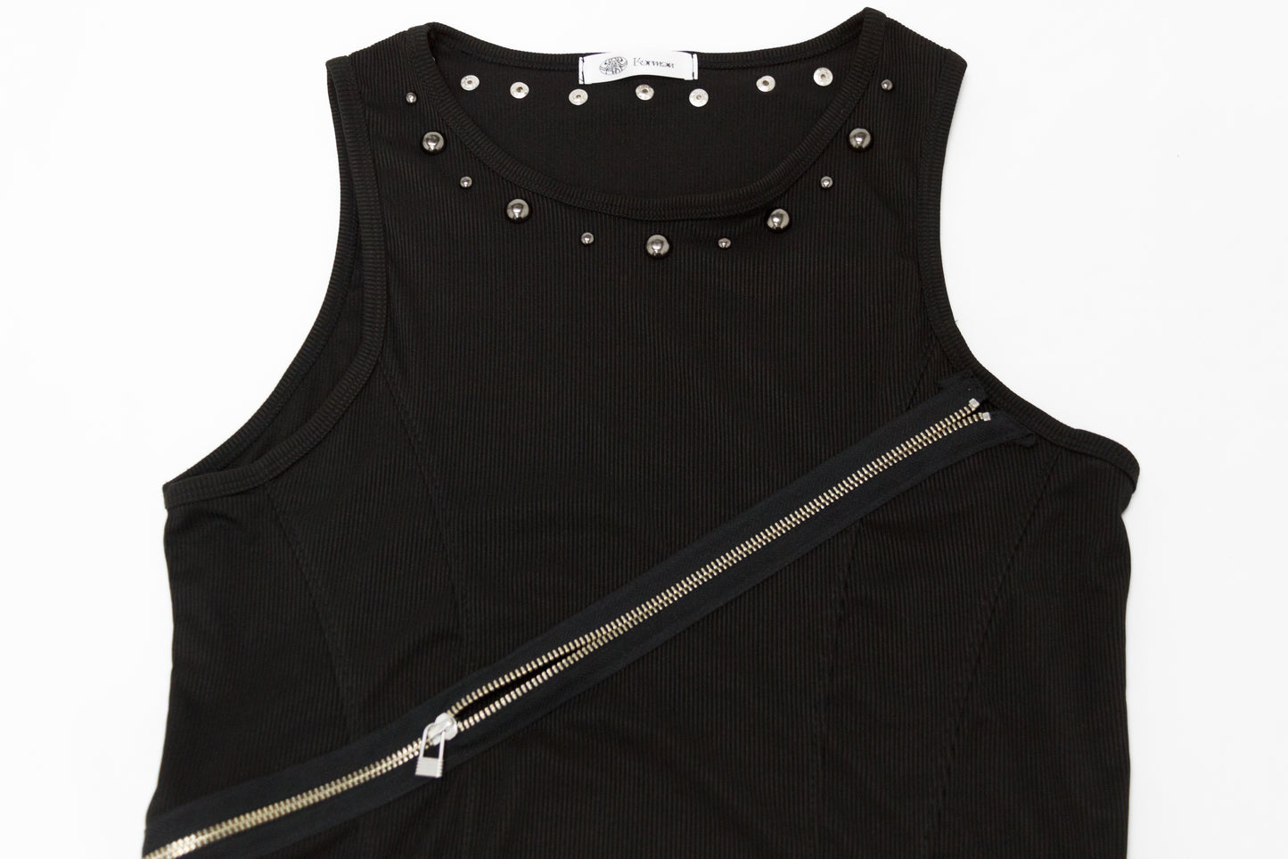 Zip Detail Studded Tank Top