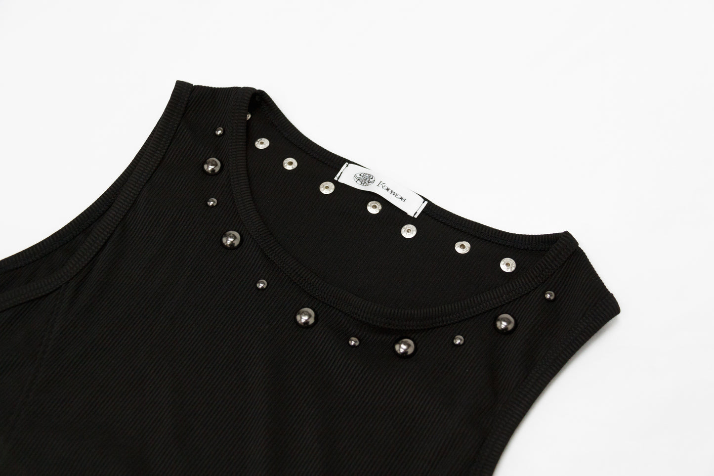 Zip Detail Studded Tank Top