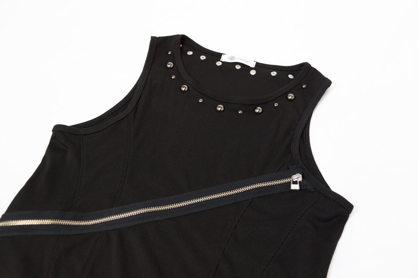 Zip Detail Studded Tank Top