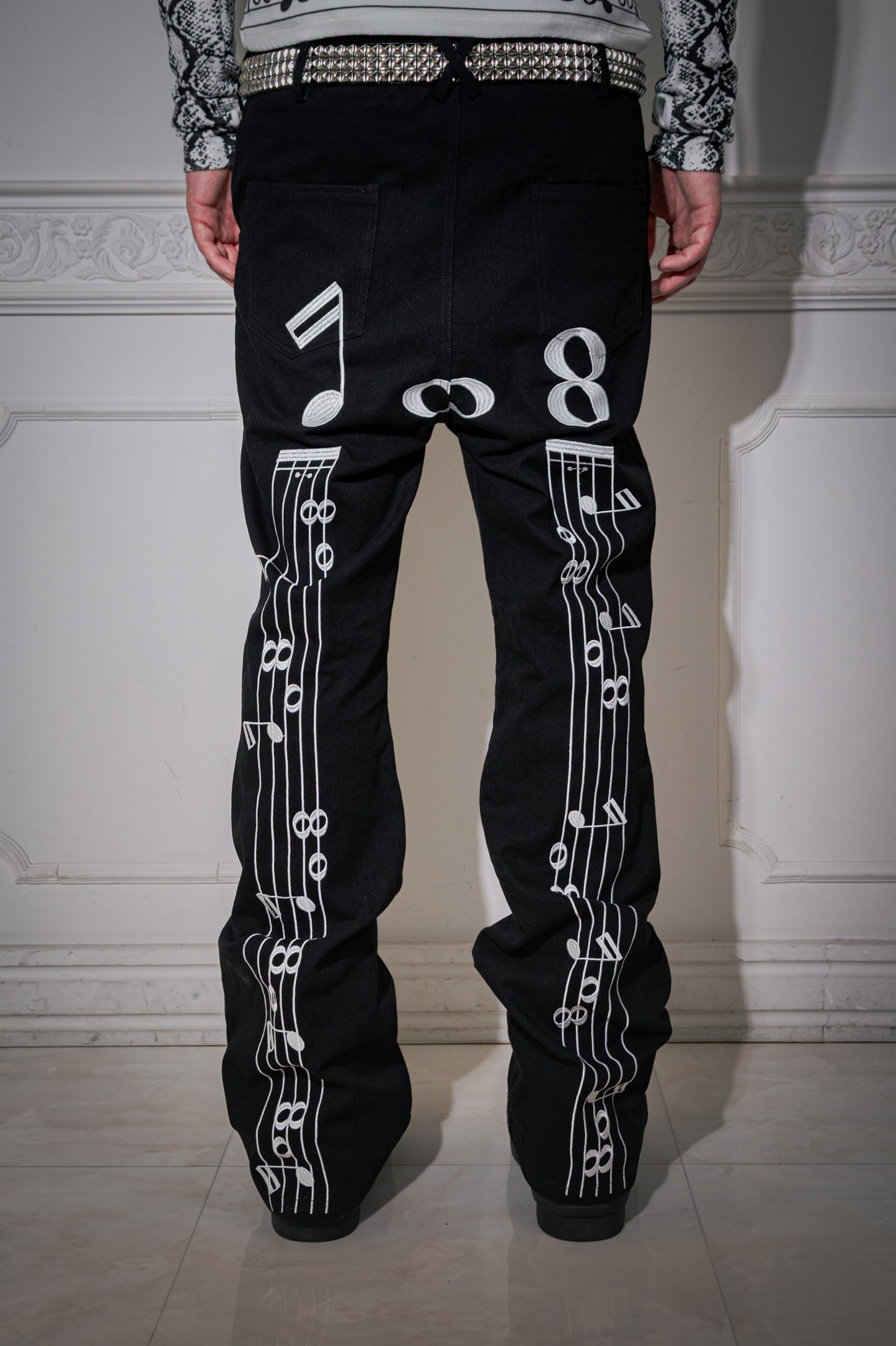 "musica" Back Embroidered Suede-Panelled Bootcut