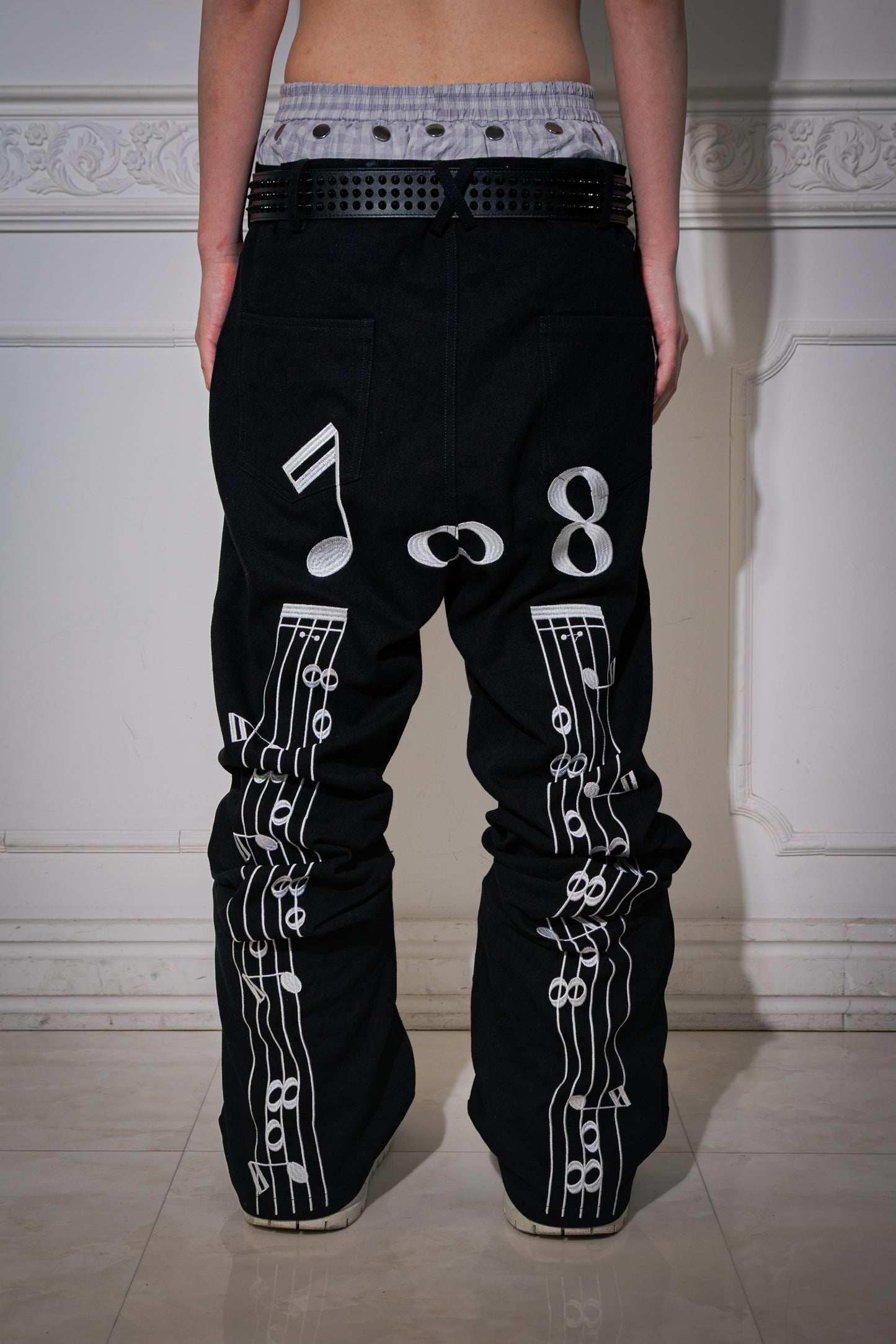 "musica" Back Embroidered Suede-Panelled Bootcut