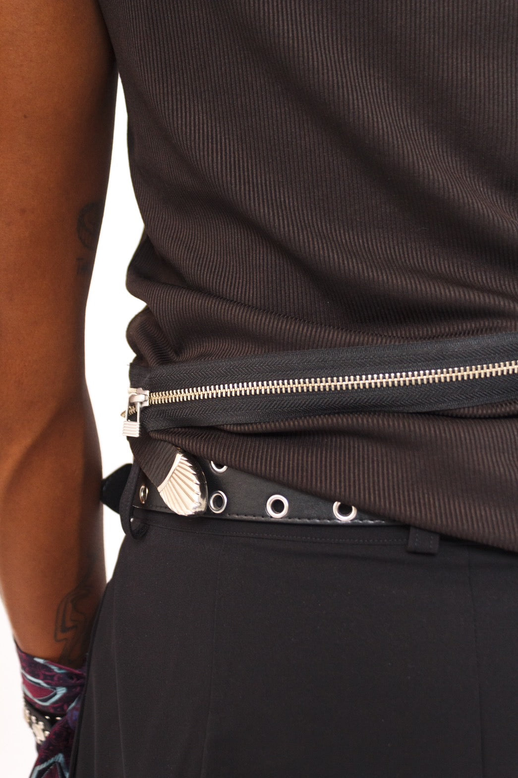 Zip Detail Studded Tank Top